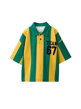 Zara Green & Yellow Striped Polo with TEAM 67
